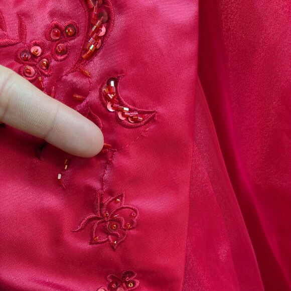 Morgan Co Prom Dress Maxi Ball Gown 8 Red Pink Fairy Princess Vintage 90s Y2K - Picture 12 of 14